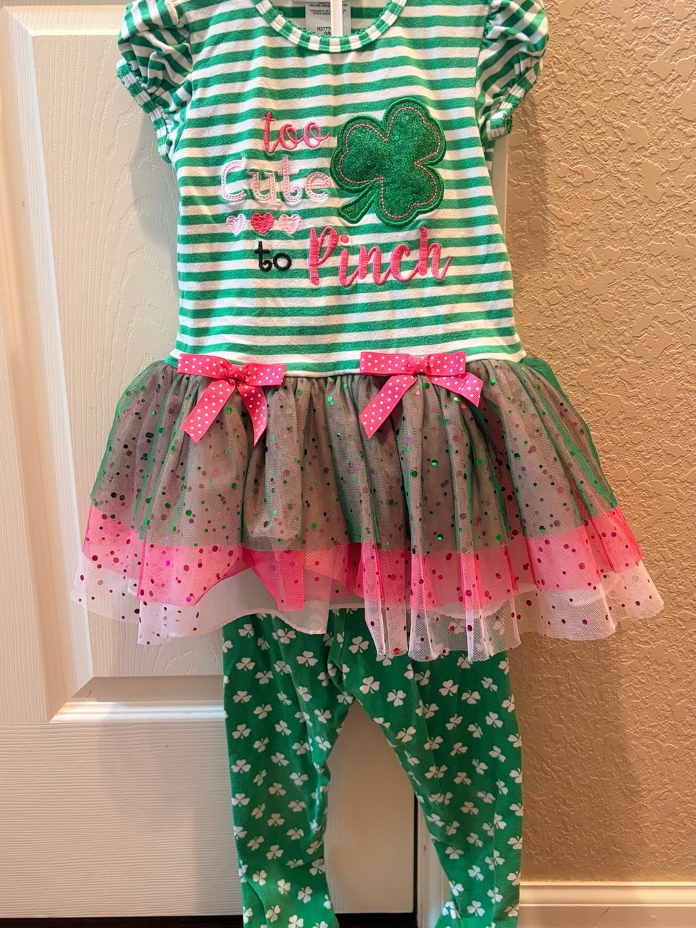 Bonnie Jean Green and Pink St. Patrick's Two-Piece Tutu Set